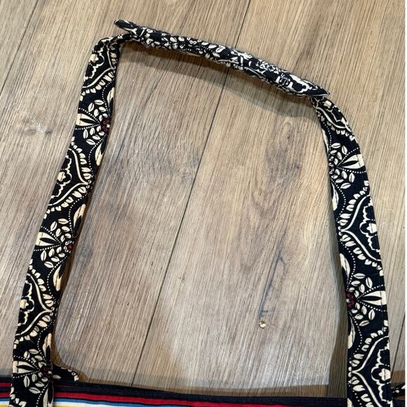 Vera Bradley Large “Barcelona” Tote Bag Black Cream Floral Quilted Travel Purse - Picture 4 of 11